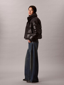 Matte Shine Down Puffer Jacket, Black, hi-res