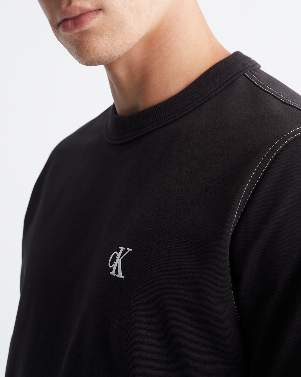 Modern Workwear Contrast Topstitch Tee, Ck Black, hi-res