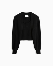 Feminine 2 In 1 Knit Cardigan, Ck Black, hi-res