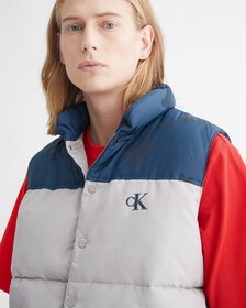 YEAR OF THE RABBIT COLOR BLOCK PUFFER VEST, ANTARCTICA, hi-res