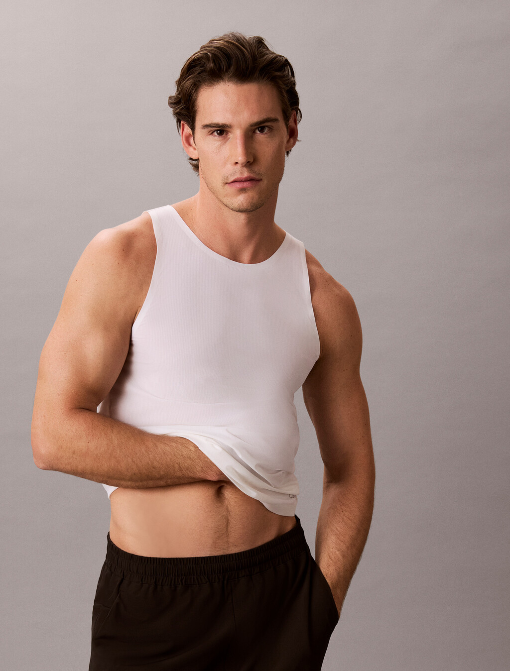 Invisible Microfiber Mesh Tank Top, Classic White, hi-res