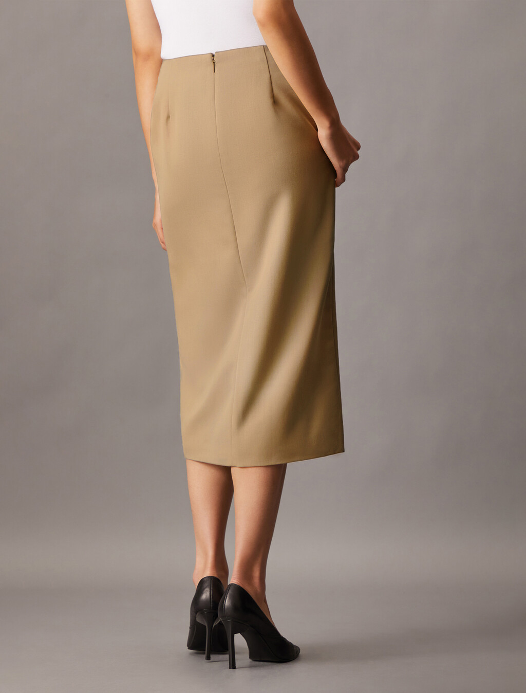 Crepe Wool  Blend Suiting Pencil Skirt, Amphora, hi-res