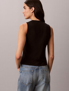 Cotton Stretch Sensual Tank Top, Black, hi-res