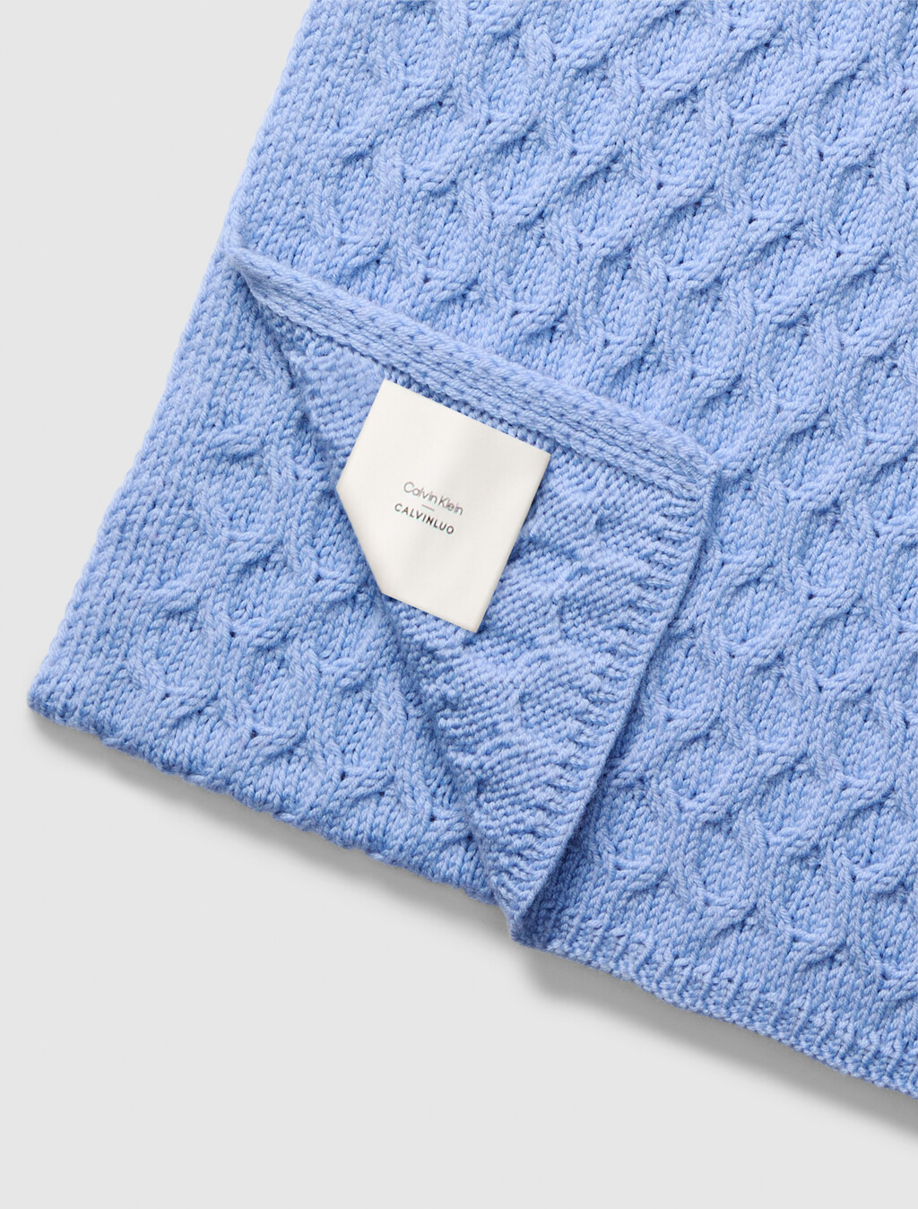 Merino Wool Cable Knit Scarf, Bel Air Blue, hi-res