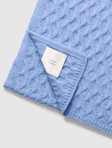 Merino Wool Cable Knit Scarf, Bel Air Blue, hi-res