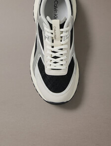 Knit and Metallic Runner Trainers, Black/Silver/Light Grey, hi-res