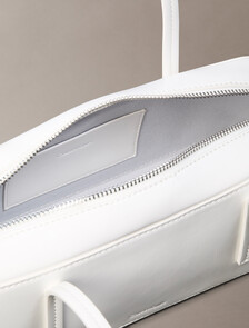 Glossy Foil Logo Bauletto Shoulder Bag, White Alyssum, hi-res