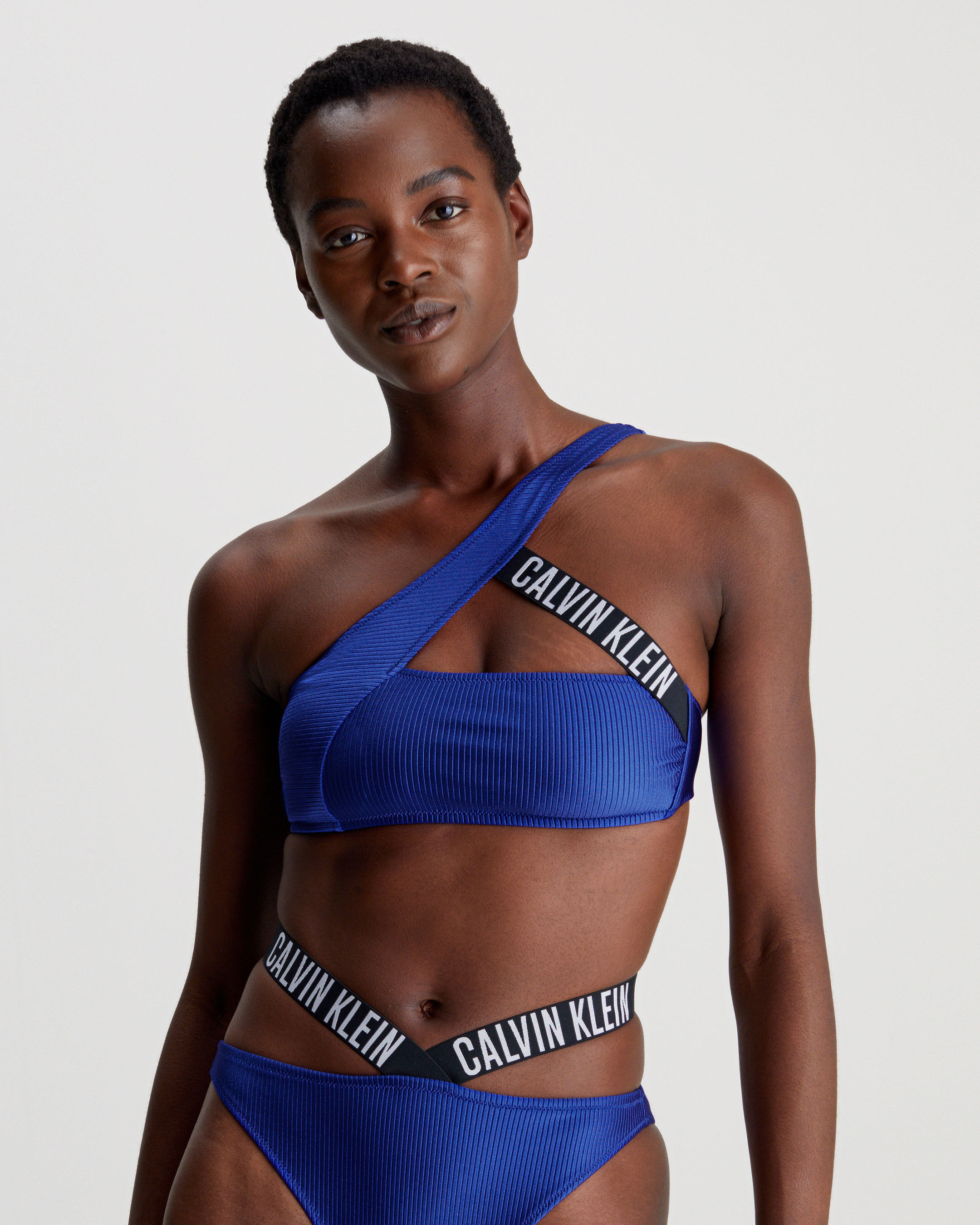 One Shoulder Bikini Top Intense Power blue Calvin Klein Singapore