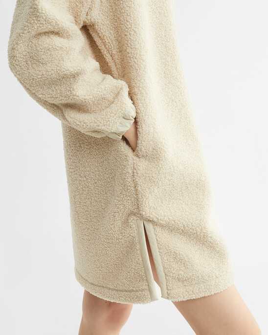 MIX MEDIA SHERPA FLEECE RELAXED SWEATSHIRT DRESS
