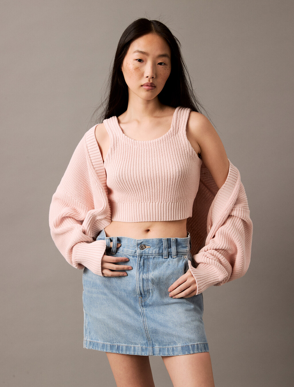 2 in 1 Cropped Cardigan Set, Silver Peony, hi-res