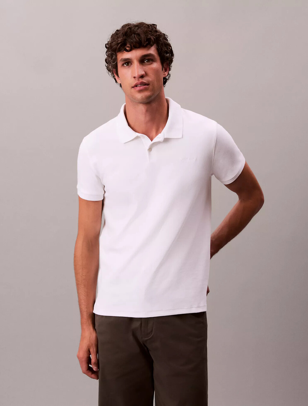Double Knit Liquid Touch Cotton Slim Polo, Bright White, hi-res