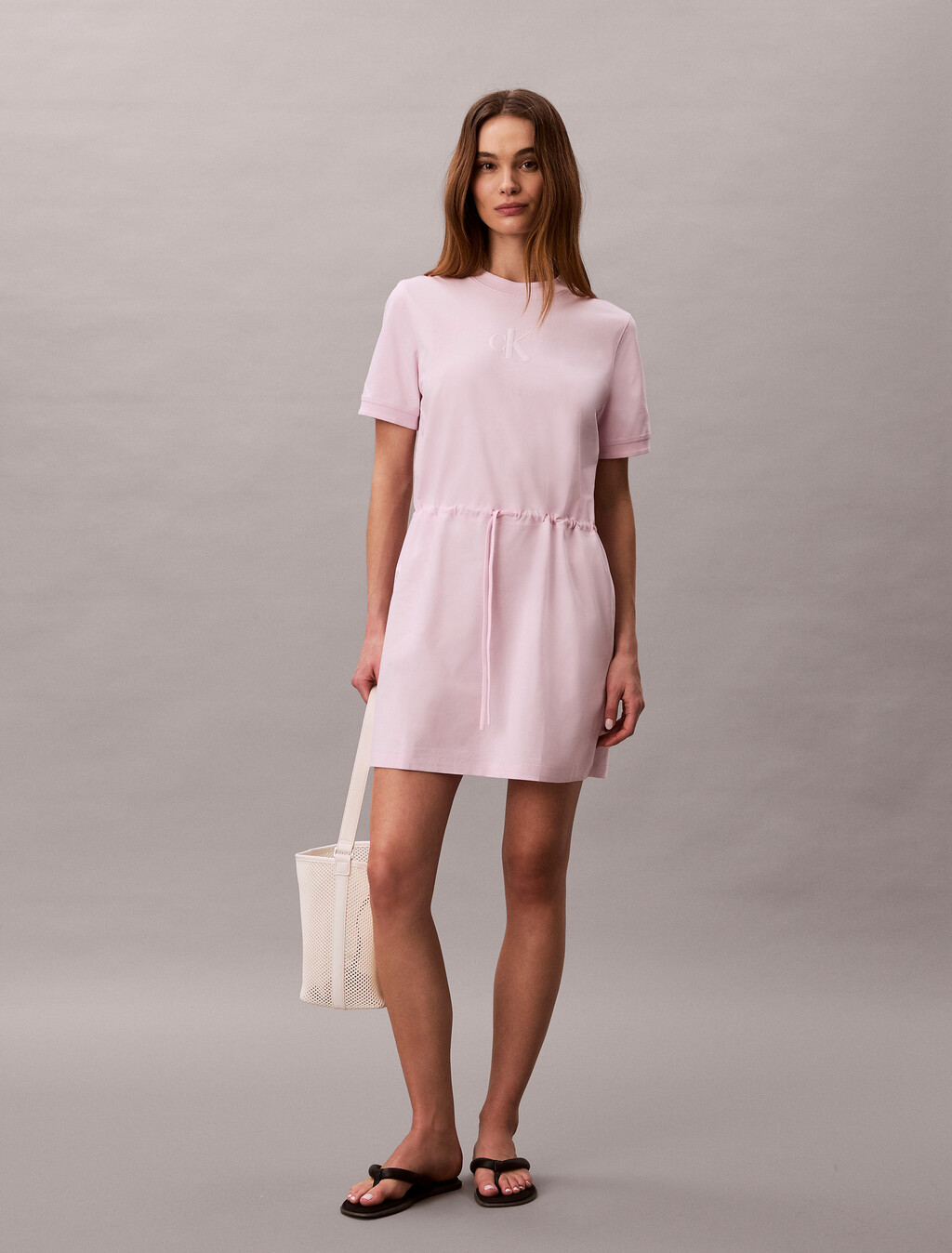Cooling Tie Waist T-Shirt Dress, Cradle Pink, hi-res