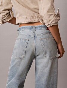 Low Rise Logo Tape Baggy Jeans, FRESH WATER, hi-res