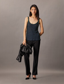 Crochet Beaded Tank Top, Dark Sapphire, hi-res