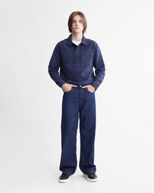Plaid Long Sleeve Shacket, Dark Sapphire, hi-res