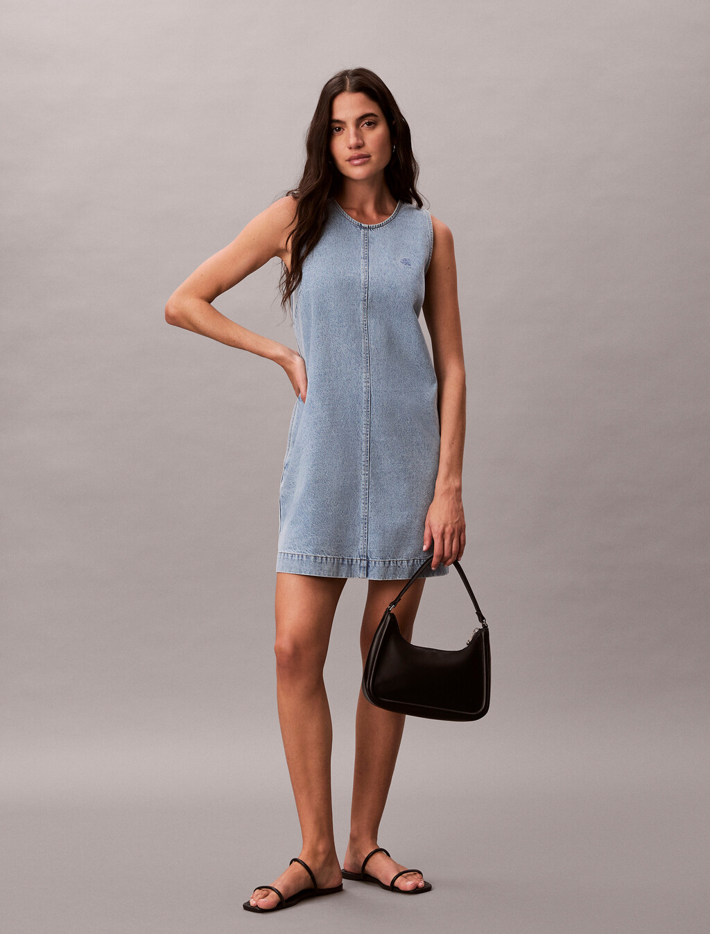 Denim Shift Dress, COASTAL LIGHT, hi-res