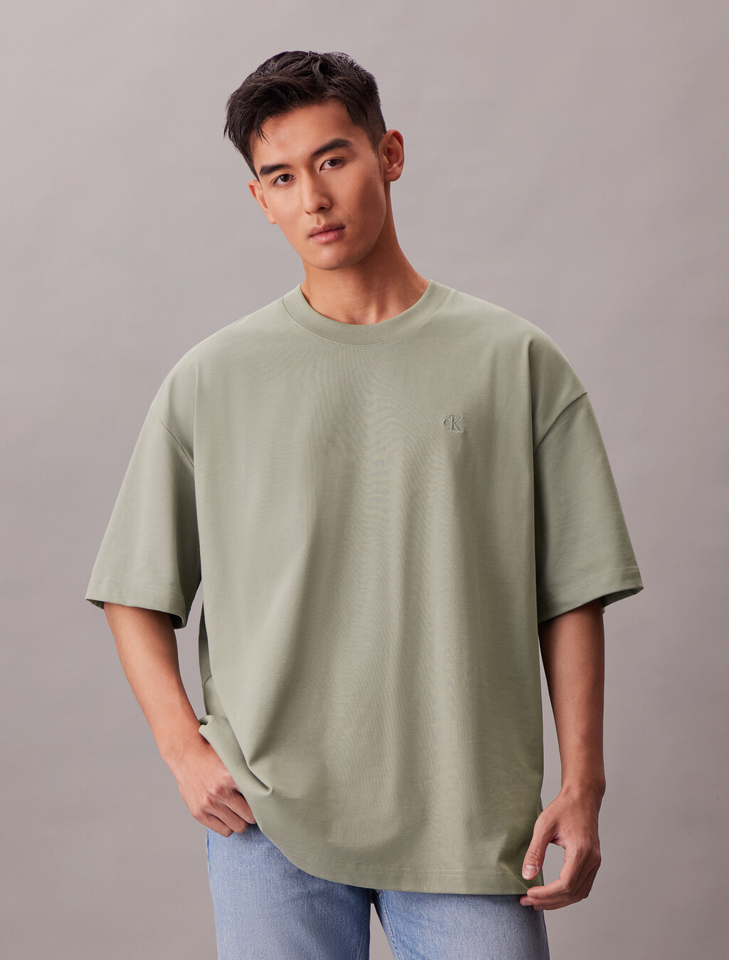 Oversized Embossed Monogram Tee, Shadow, hi-res