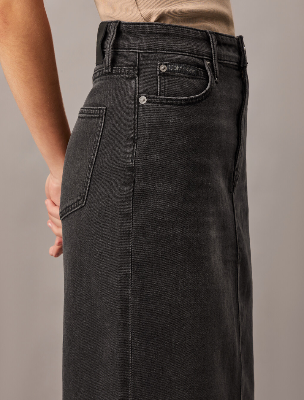 Maxi Denim Skirt, Denim Black, hi-res