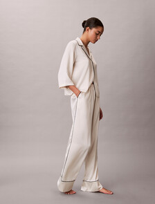 Satin Sheen Pant, DOTTED LOGO PINSTRIPE IVORY, hi-res