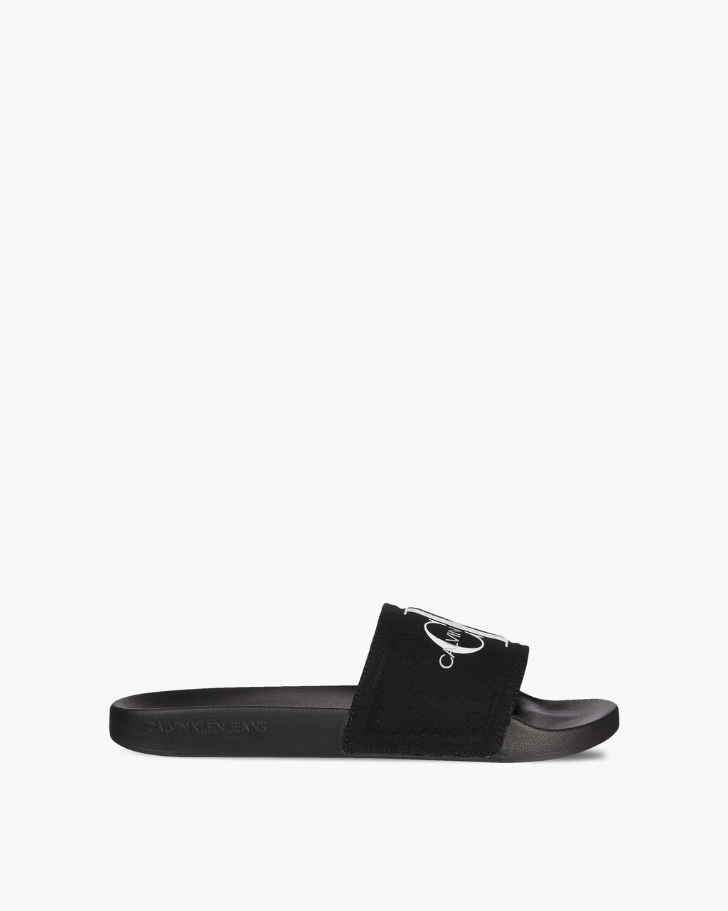 MONOGRAM COTTON SLIDES, Black/Bright White, hi-res