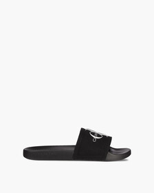 MONOGRAM COTTON SLIDES, Black/Bright White, hi-res