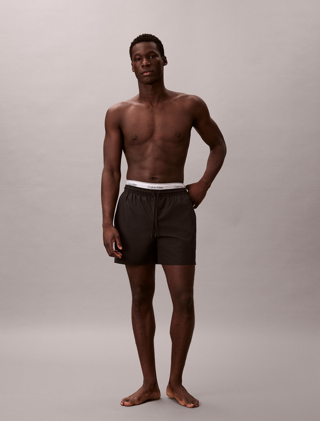 Medium Drawstring Swim Shorts - CK Essentials, Black, hi-res