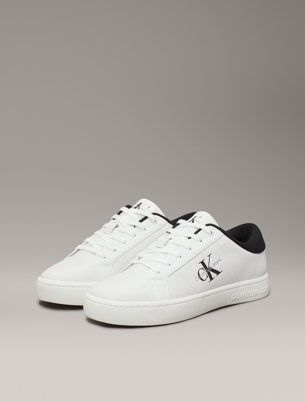 Leather Trainers, Bright White/Black, hi-res