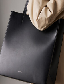 CK Paper Bag Leather Tote, Black Beauty, hi-res