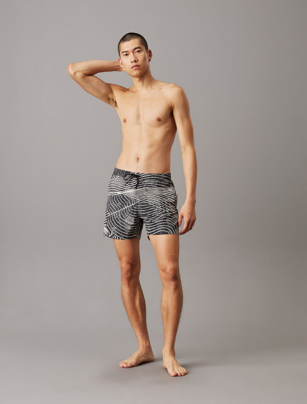 Medium Drawstring Swim Shorts - CK Essentials, Ck Palm Leaves, hi-res