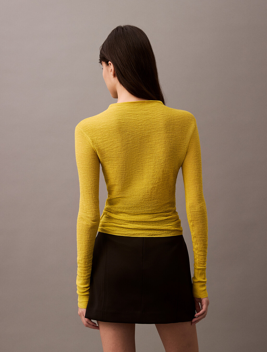 Textured Knit Long Sleeve Top, Warm Olive, hi-res
