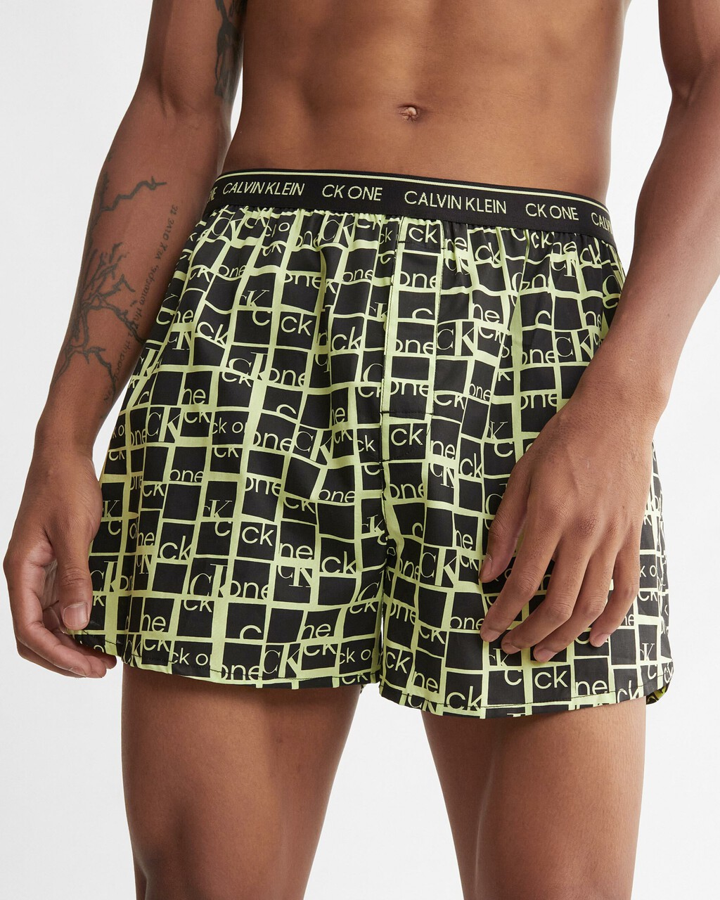 CK ONE WOVEN BOXERS, Cut Up Logo Print+Energy, hi-res