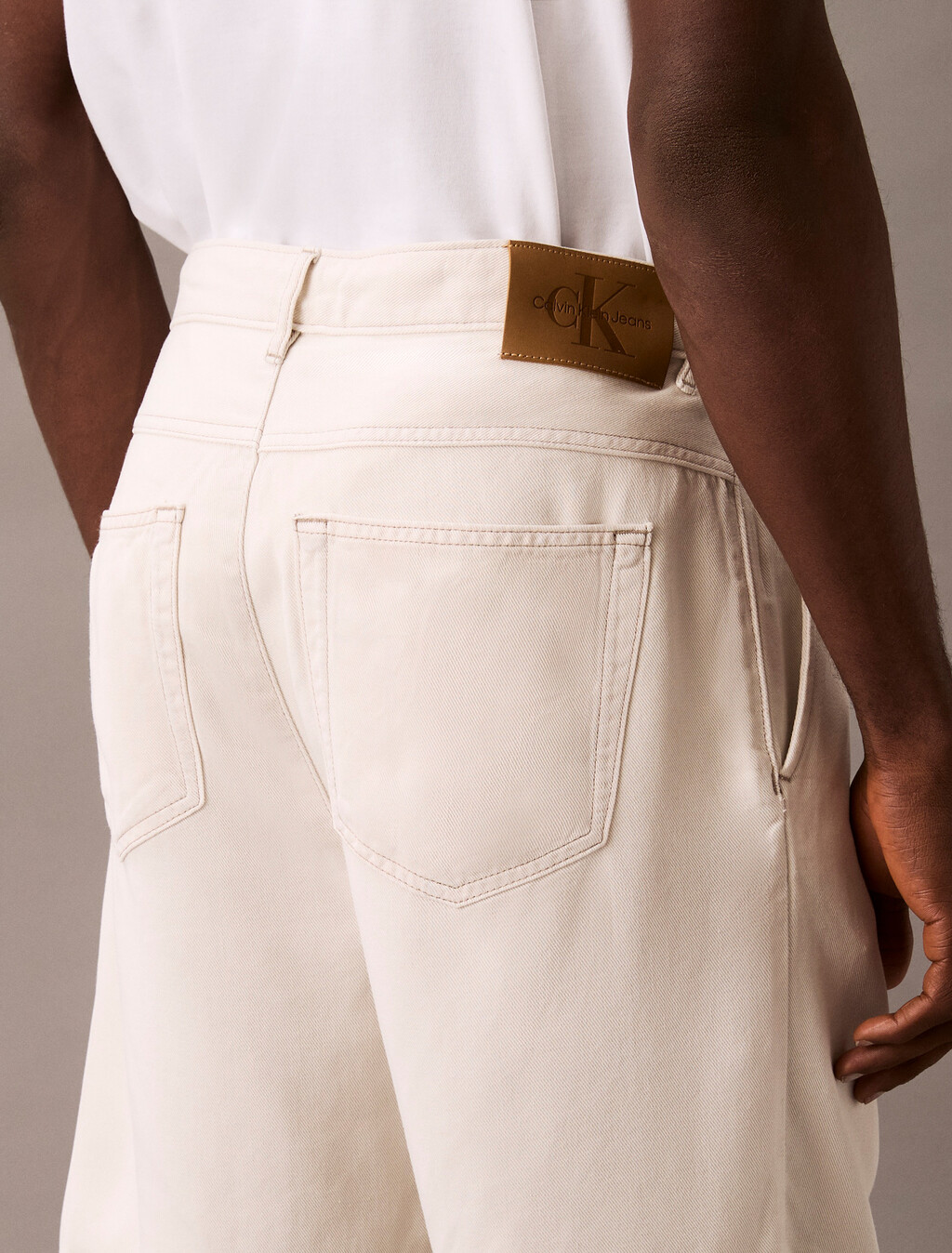 90's Straight Denim Shorts, SOFT BONE, hi-res