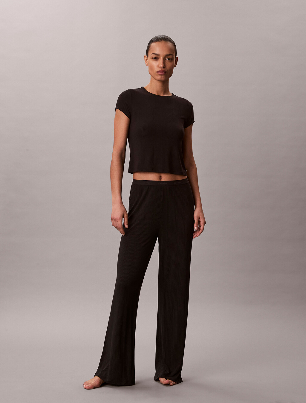 Soft Modal Pyjama Top, Black, hi-res