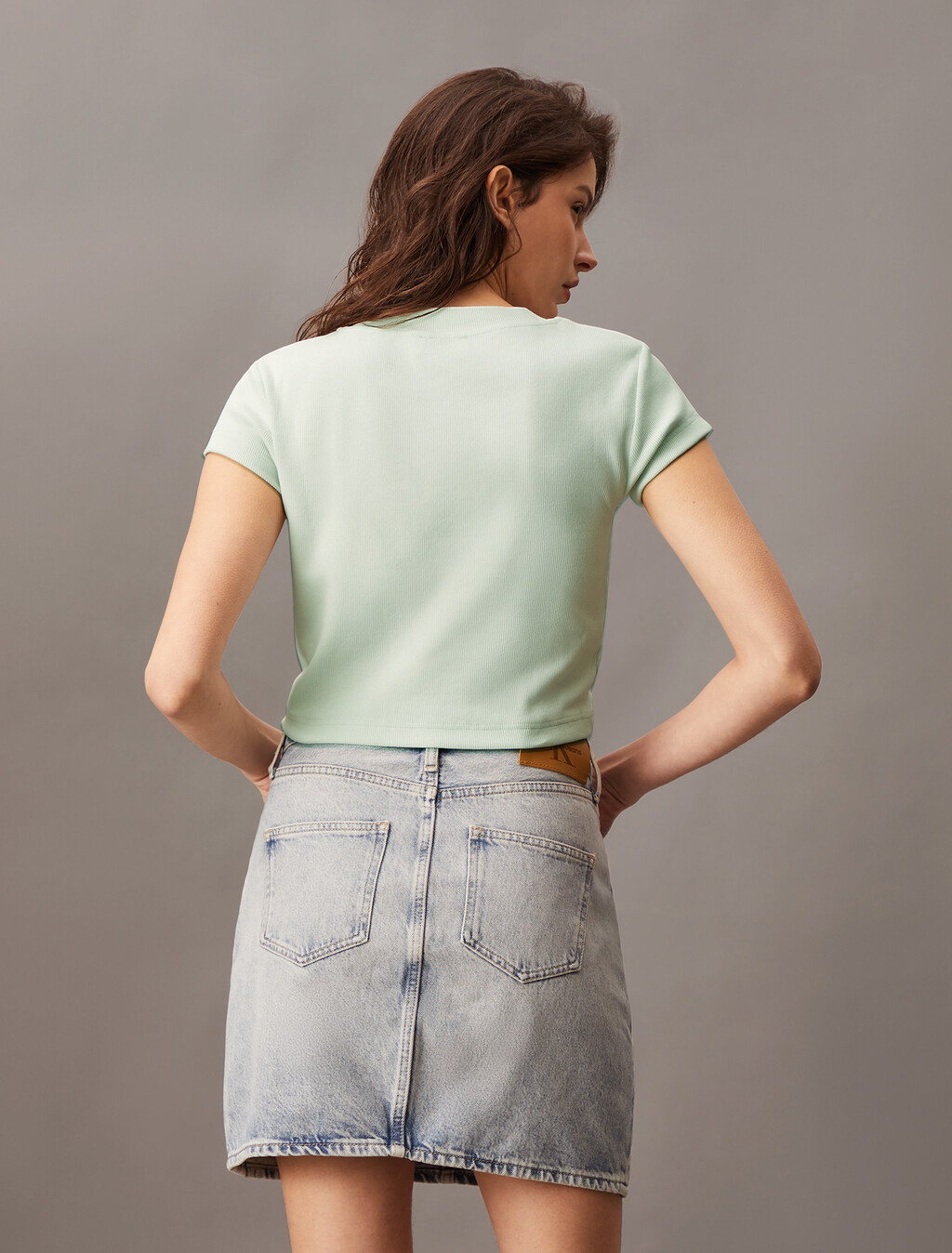 Slim Cropped Monogram T-shirt, Sprout Green, hi-res