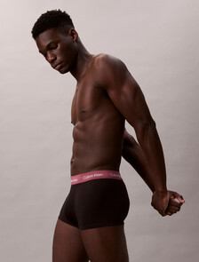 Cotton Stretch Low Rise Trunk 3 Pack, black bodies w/ black/zinc/deep mauve wbs, hi-res