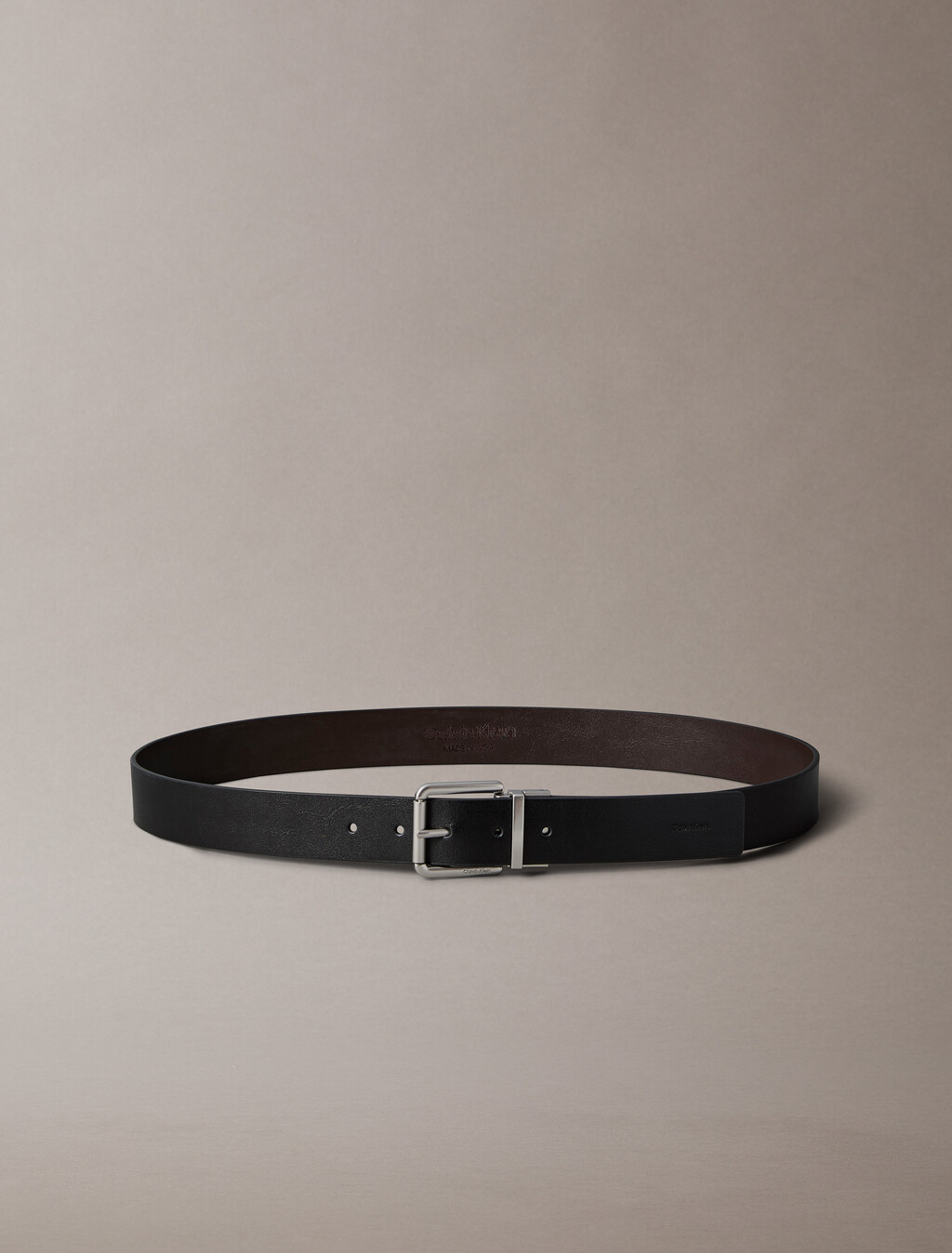Casual Roller Buckle Reversible Belt 35MM, Black/CK Dark Brown/Antique Silver, hi-res