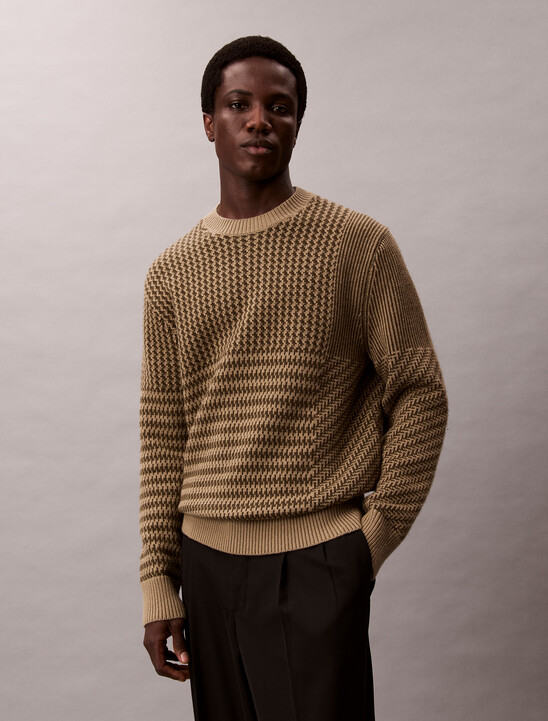 Wool Blend Patterned Crewneck Jumper
