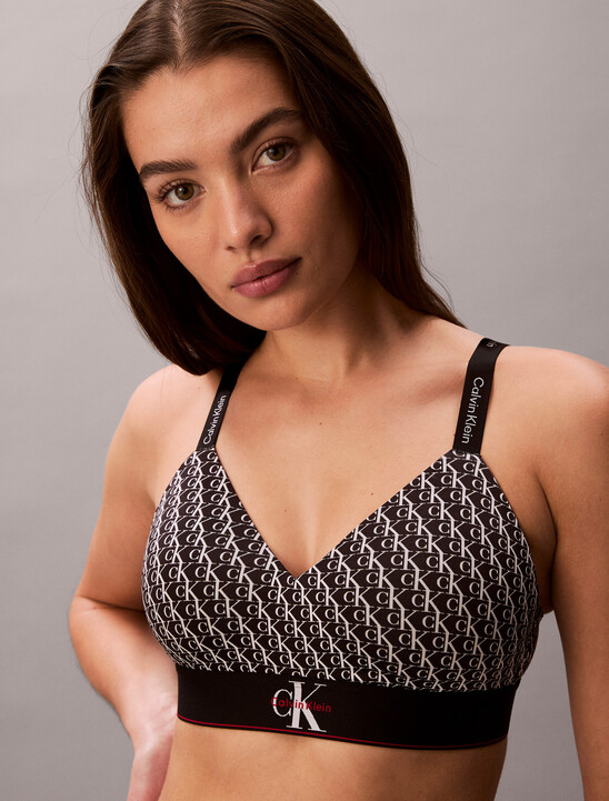 Lightly Lined Bralette - Graphic Monogram Microfibre Stretch