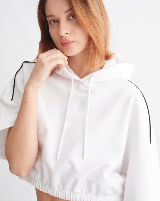 LOGO TAPE CROPPED HOODIE