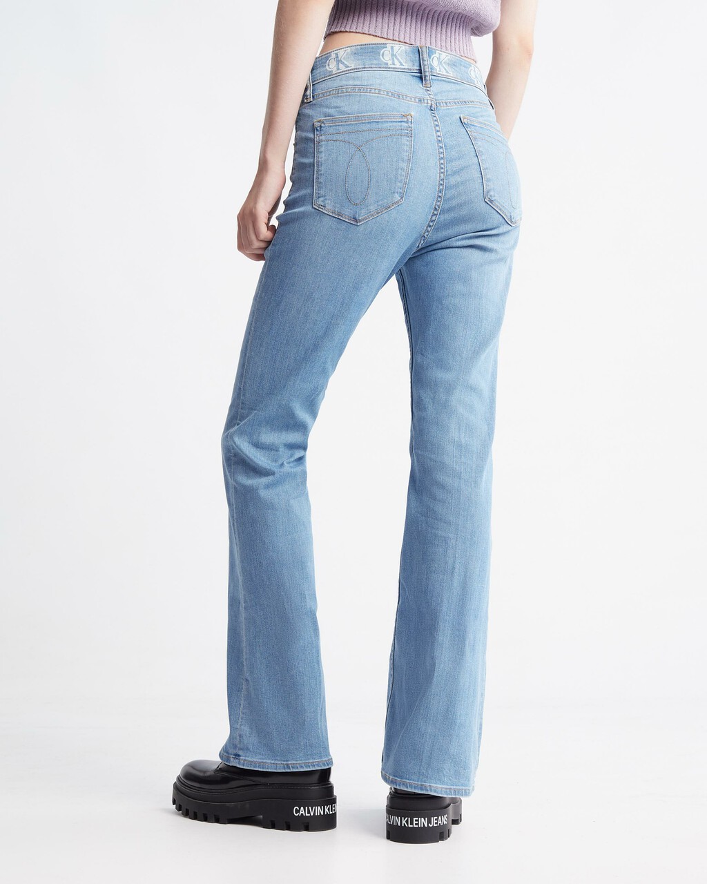 37.5 High Rise Flared Jeans, Light Blue Back Emb, hi-res