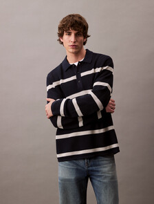 Striped Relaxed Polo, Dark Sapphire, hi-res