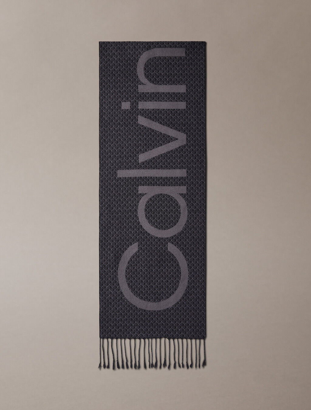 Bold Logo Woven Scarf, Black/ Iron Gate, hi-res