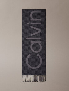 Bold Logo Woven Scarf, Black/ Iron Gate, hi-res