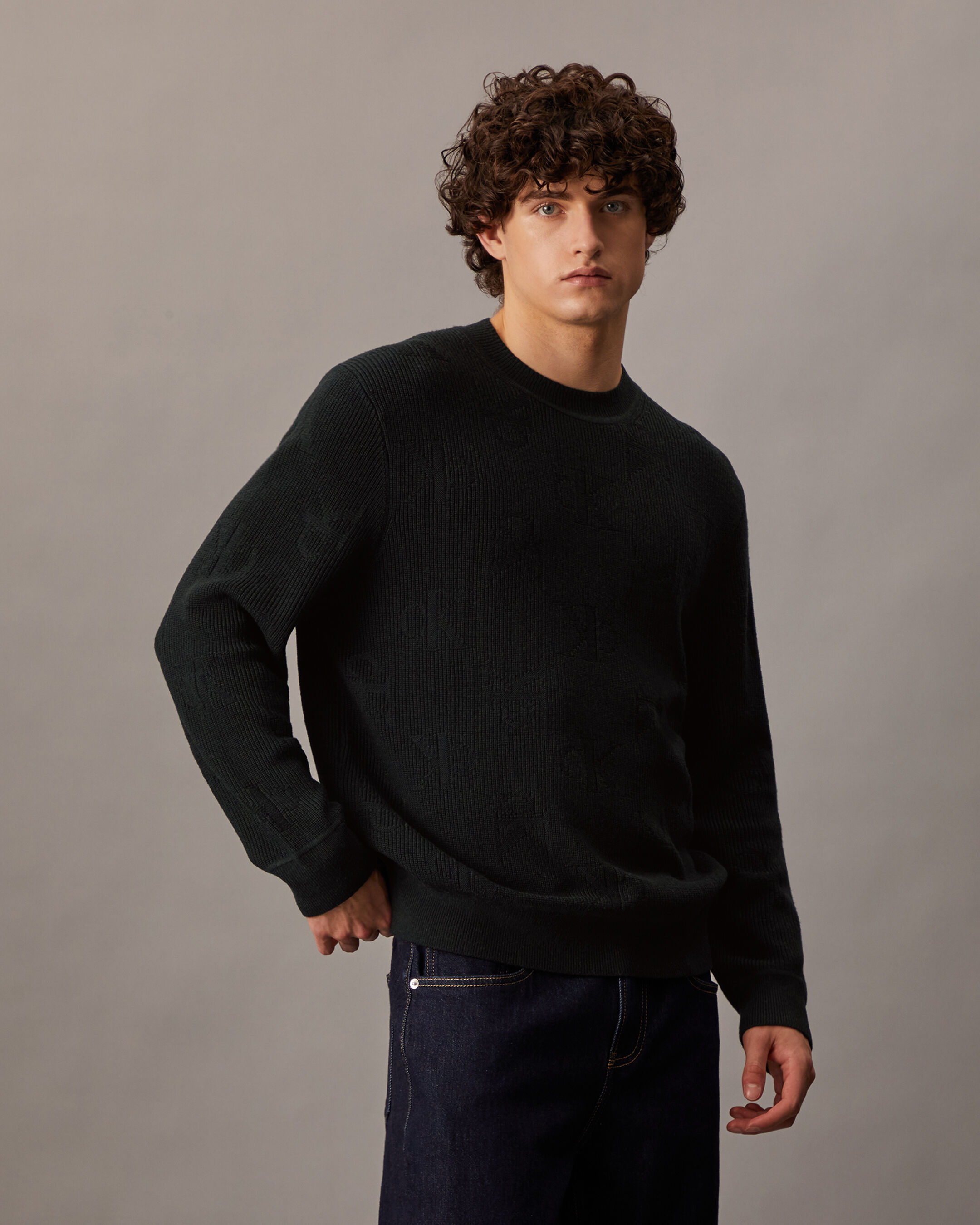 Monogram Pullover Sweater black Calvin Klein Singapore