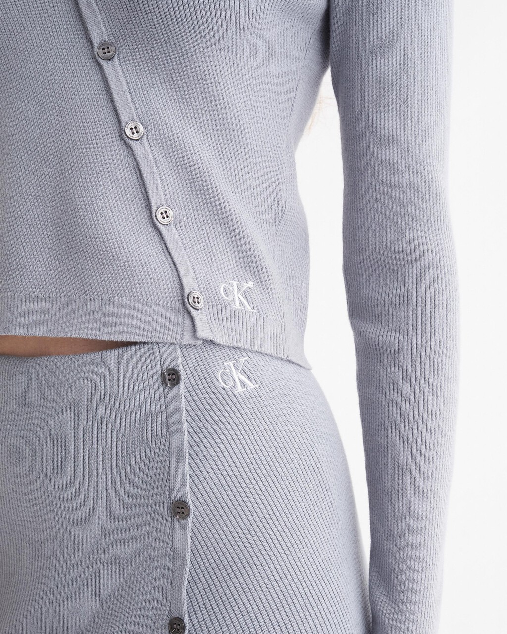 FEMININE BUTTON DOWN SKIRT, Overcast Grey, hi-res