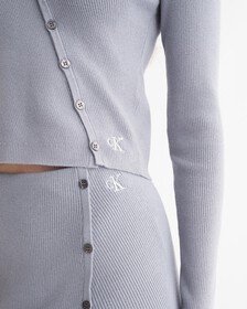 FEMININE BUTTON DOWN SKIRT, Overcast Grey, hi-res