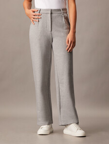 Cotton Terry Wide Leg Pants, Light Grey Heather, hi-res