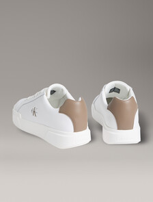 Leather Durable Traction NYC Trainers, Bright White/Desert Taupe, hi-res