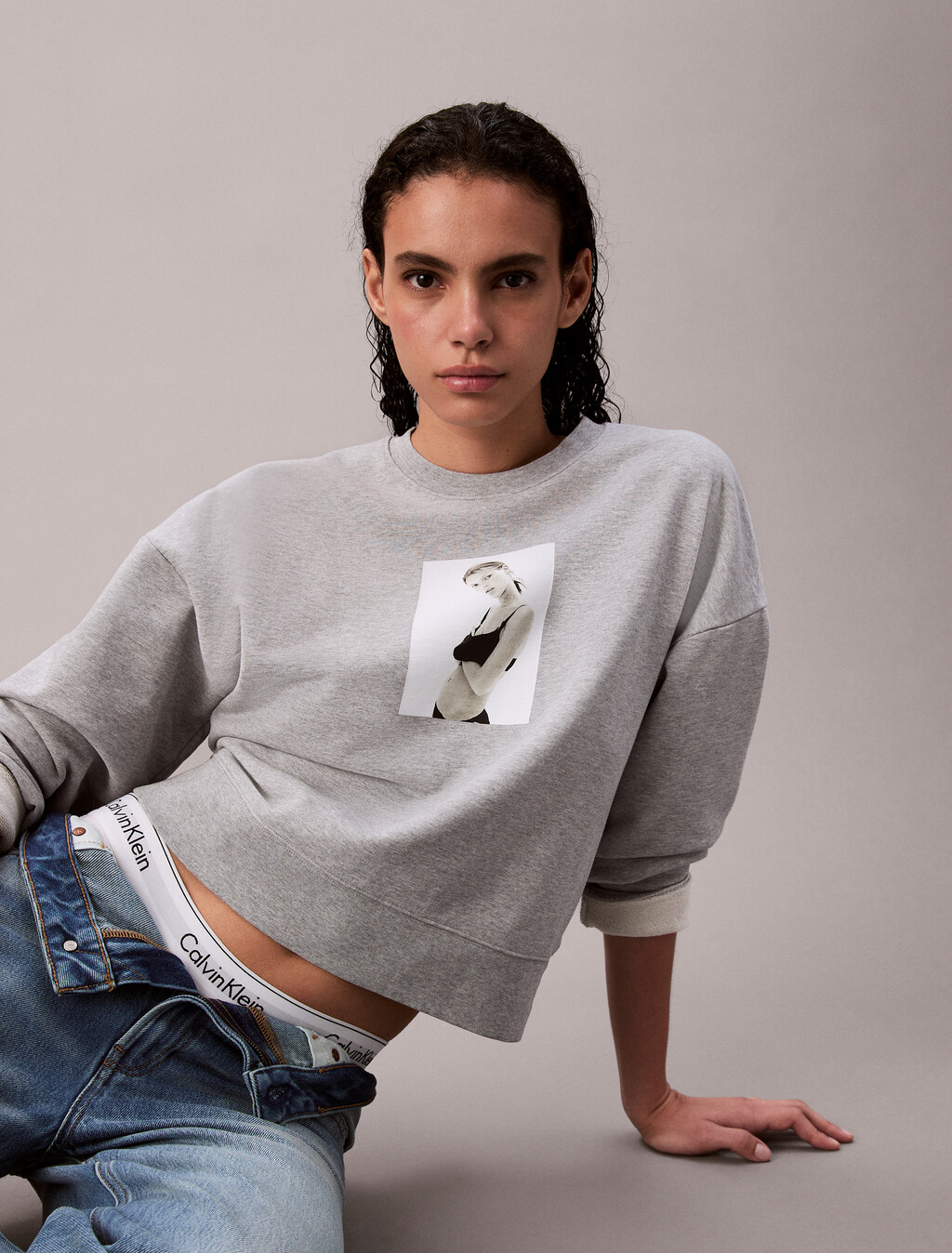 Kate Moss Terry Graphic Relaxed Sweatshirt, Heroic Grey Heather, hi-res
