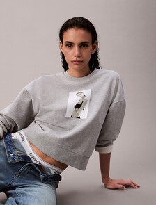 Kate Moss Terry Graphic Relaxed Sweatshirt, Heroic Grey Heather, hi-res